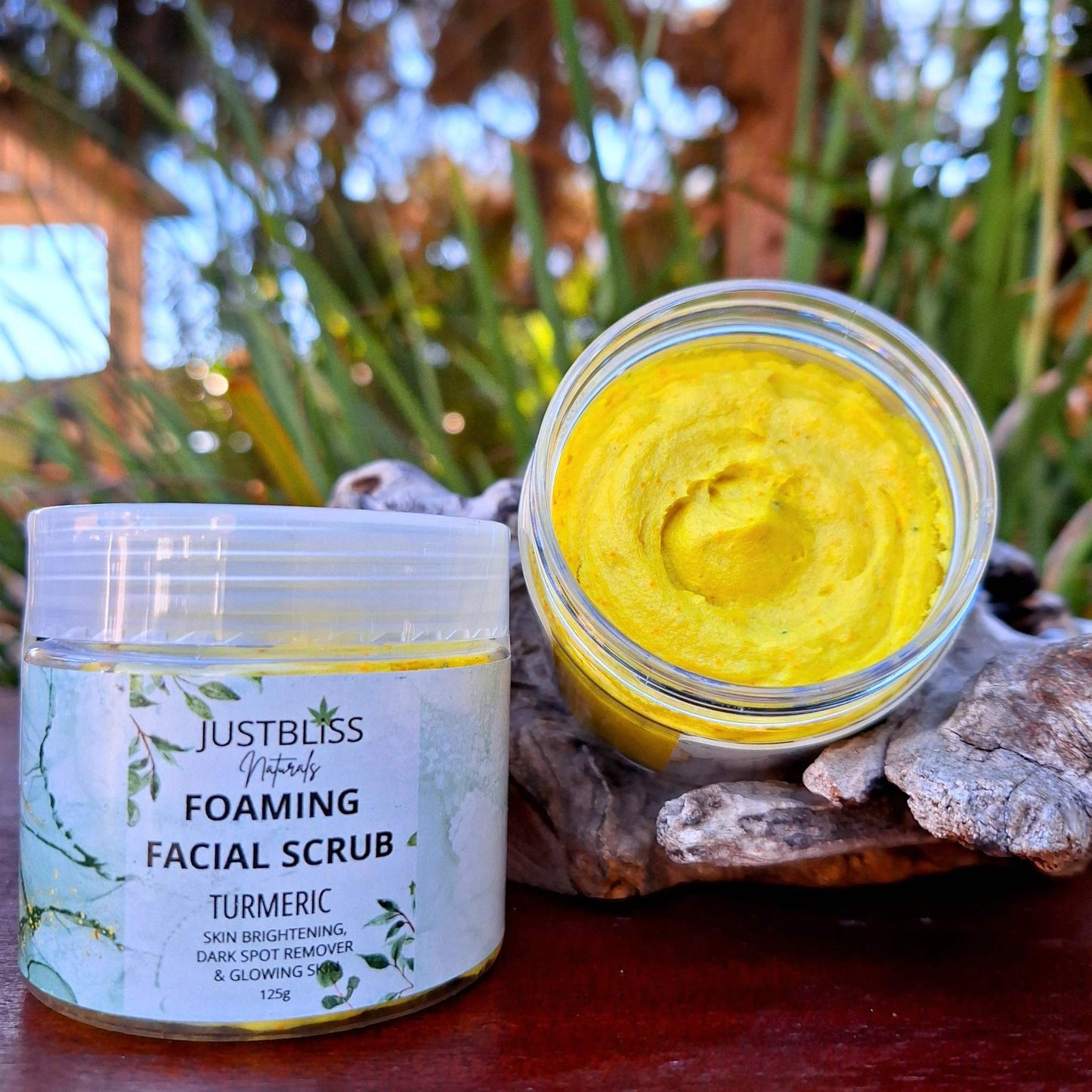 Turmeric Facial Care combo featuring foaming facial scrub for brightening and natural glow.