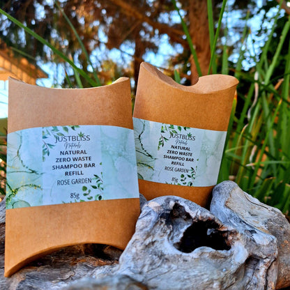 Eco-friendly Shampoo Bar Refill in kraft packaging for sustainable hair care.