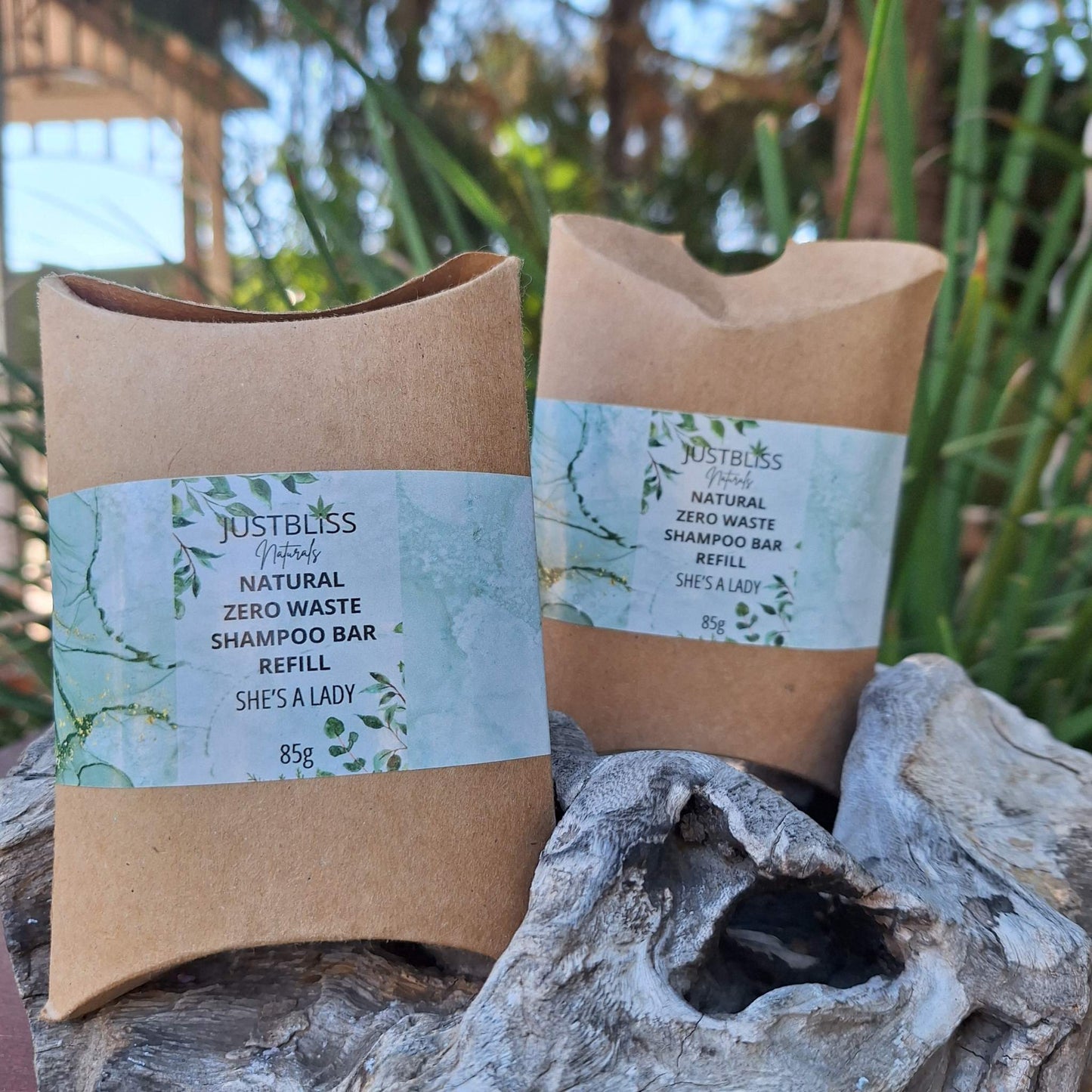 Eco-friendly Shampoo Bar Refill packaged in kraft paper for sustainable hair care.