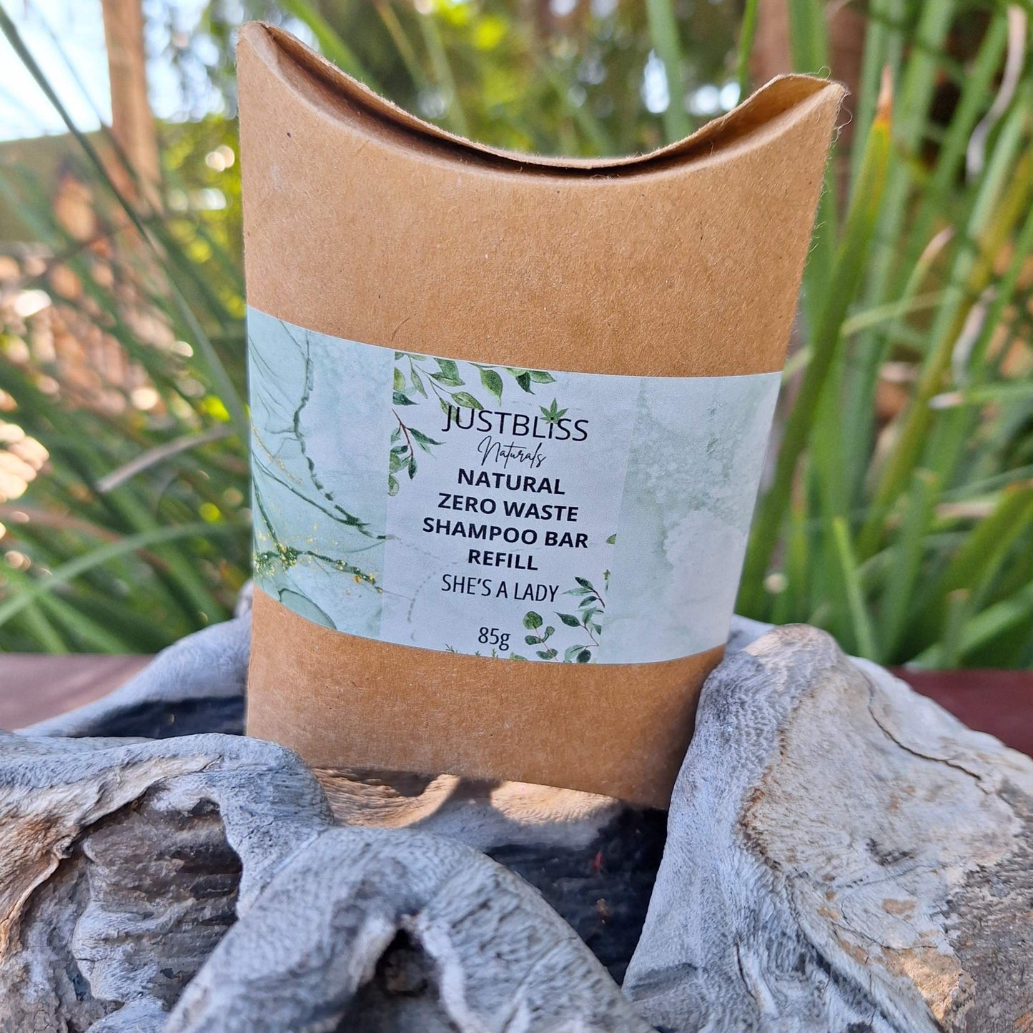 Eco-friendly Shampoo Bar Refill in kraft paper packaging for sustainable hair care.