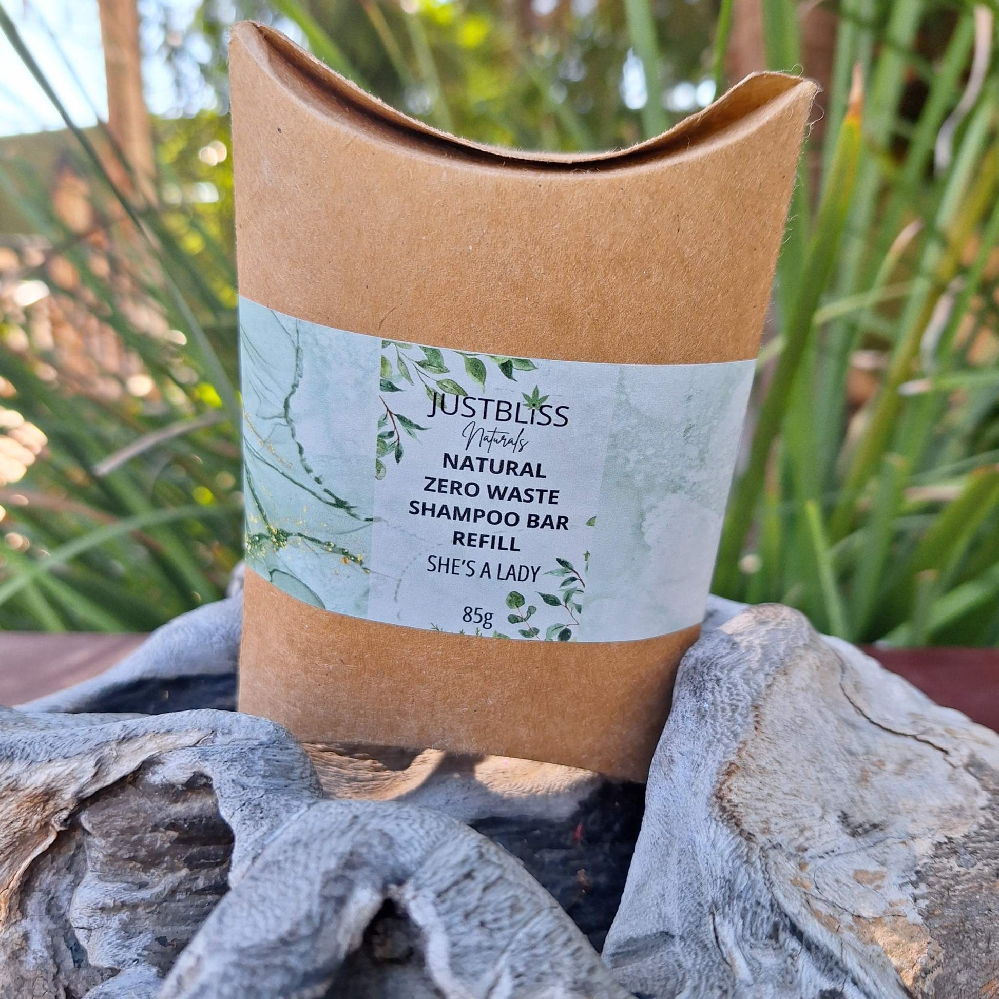 Eco-friendly Shampoo Bar Refill in kraft paper packaging for sustainable hair care.