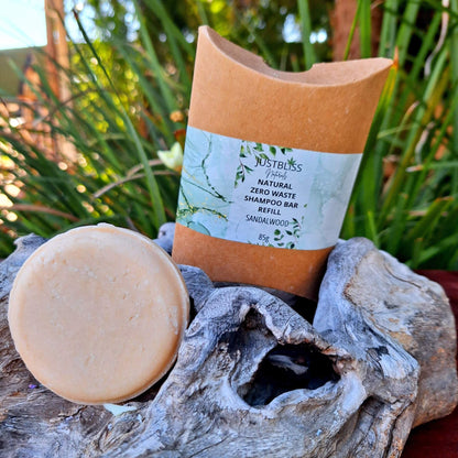 Eco-friendly Shampoo Bar Refill with kraft packaging, made with hemp seed and prickly pear oils.