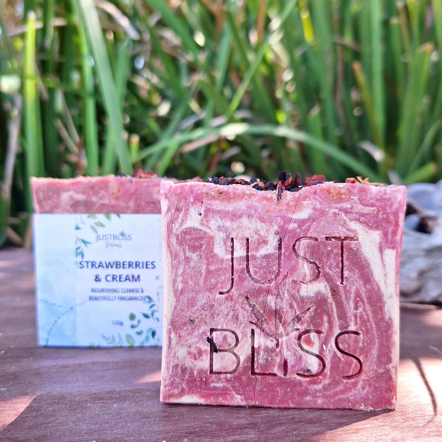 Strawberries & Cream Soap Bar. Exfoliate with strawberry seeds.