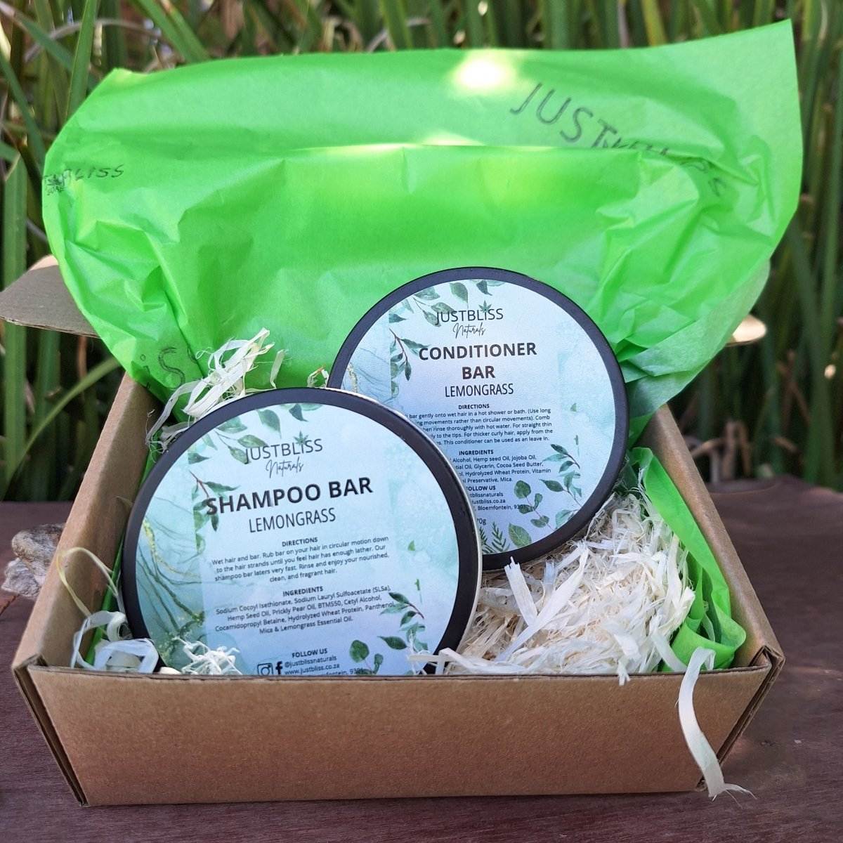 SHAMPOO and CONDITIONER BAR Lemongrass combo in tins, eco-friendly packaging.