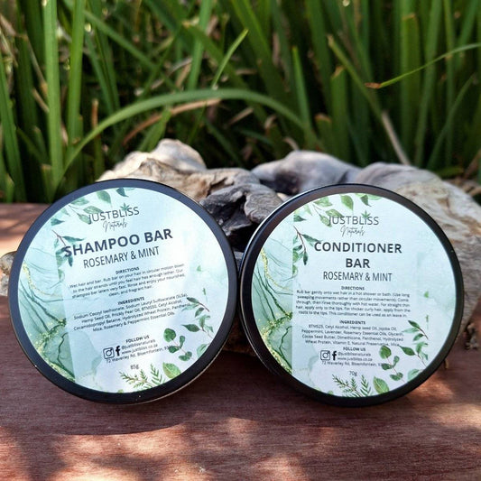 COMBO SHAMPOO & CONDITIONER BAR: Rosemary & Mint (In Tin) - JUSTBLiSS Naturals