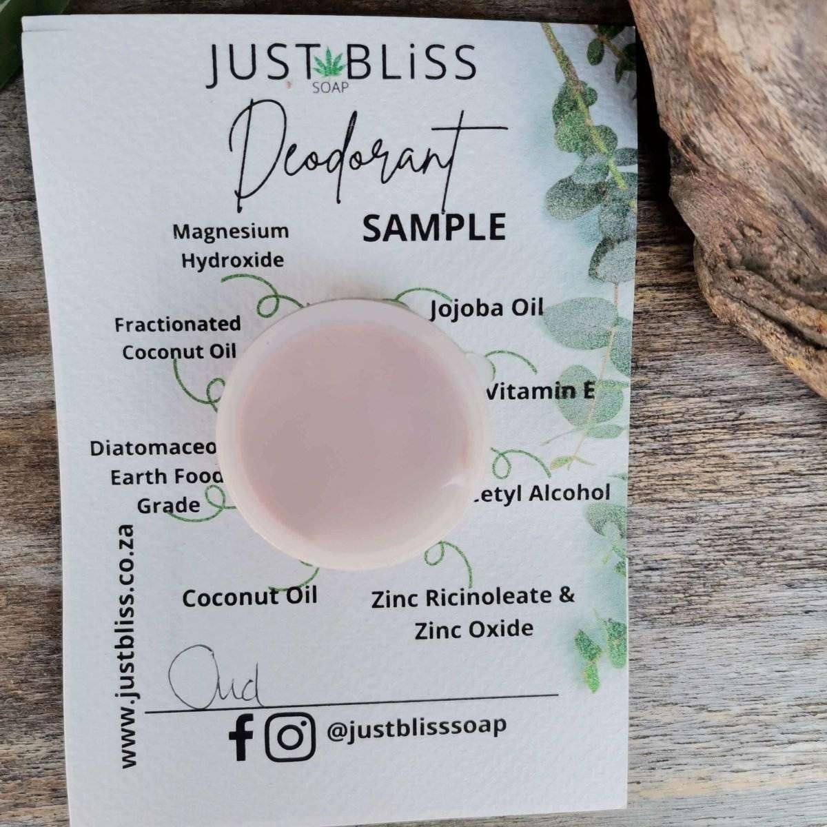 DEODORANT: Sample - 10ml - JUSTBLiSS Naturals