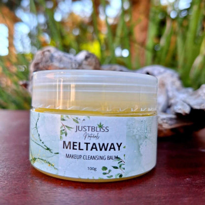 Meltaway Makeup Cleansing Balm with hemp and castor oil in a 100g jar.