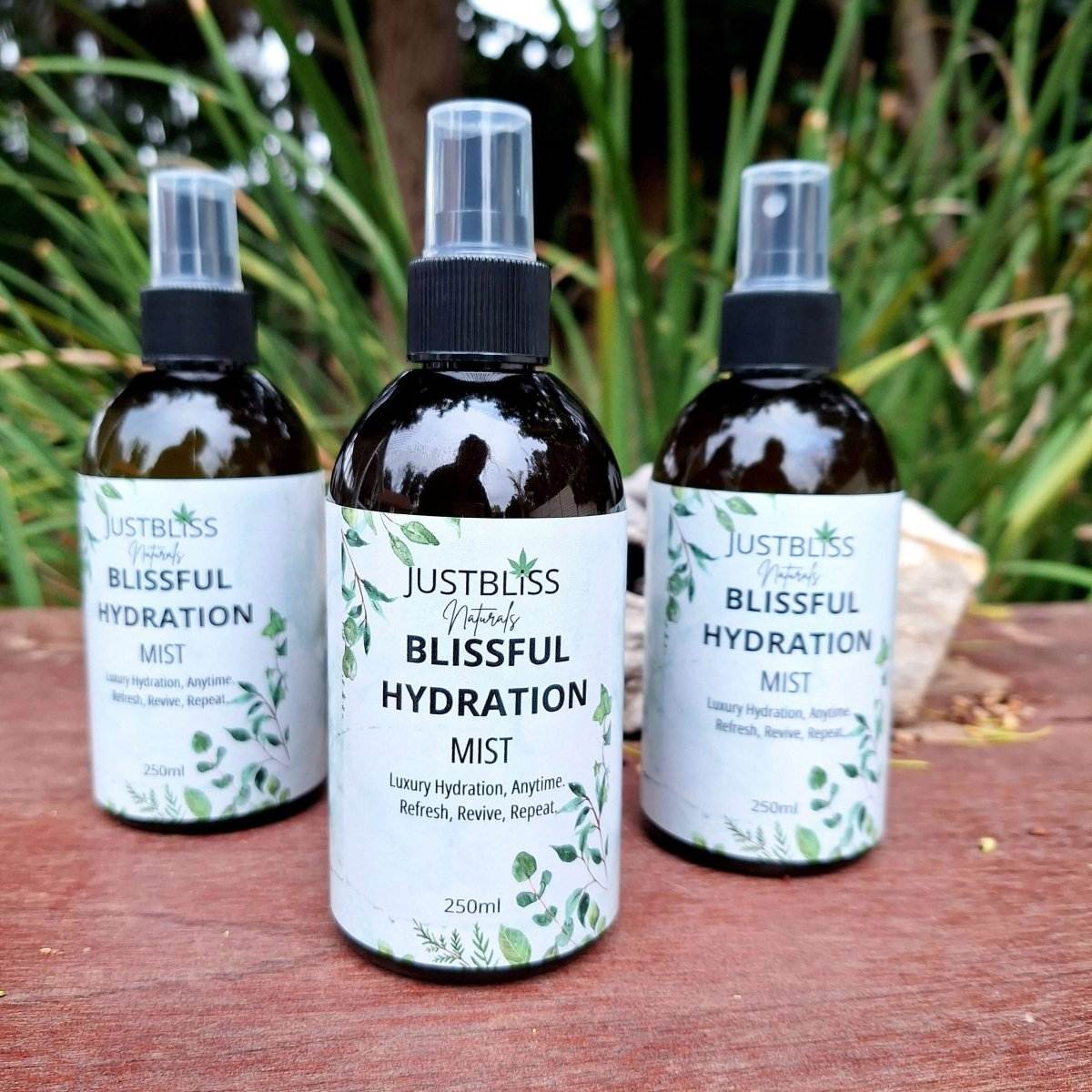 Blissful Hydration Facial Mist luxury facial spray with rose, aloe, cucumber, and essential oils for radiant skin.