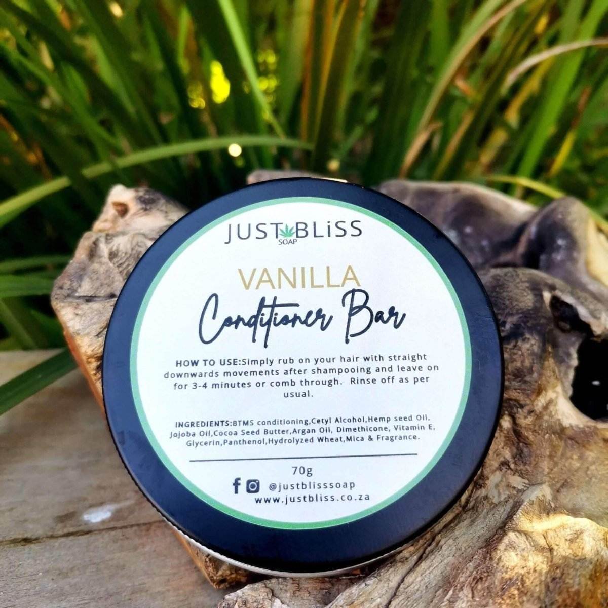 HAIR CONDITIONER BAR: Vanilla (in Tin) - JUSTBLiSS Naturals