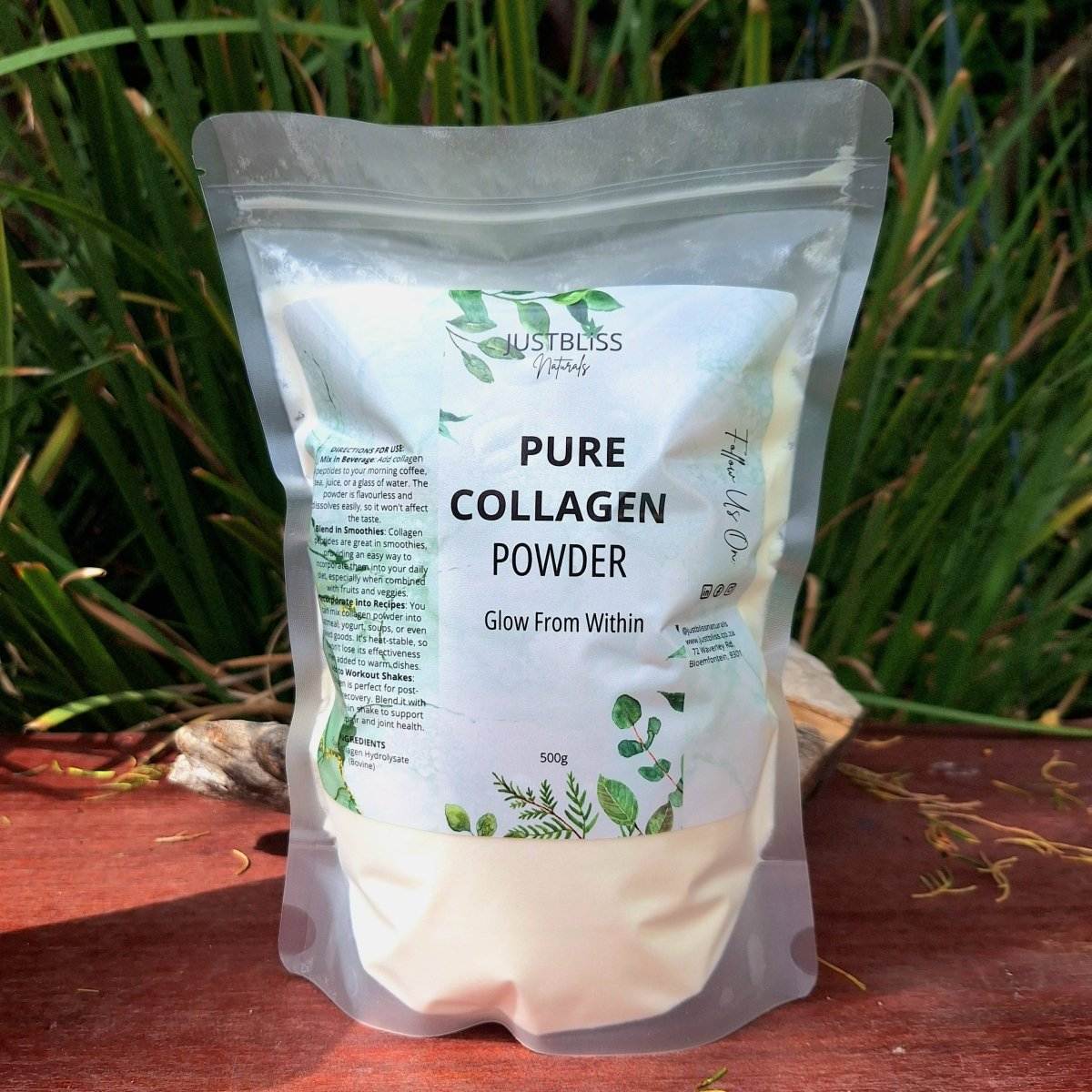 HEALTH: Collagen Peptides Powder (Pure) (Glow from Within) - JUSTBLiSS Naturals