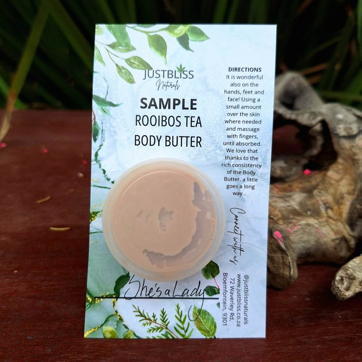 ROOIBOS tea BODY BUTTER: Sample - 10ml - JUSTBLiSS Naturals