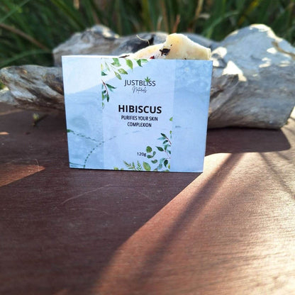 Hibiscus soap bar with natural skincare benefits, featuring antioxidant-rich hibiscus powder for smooth and radiant skin.